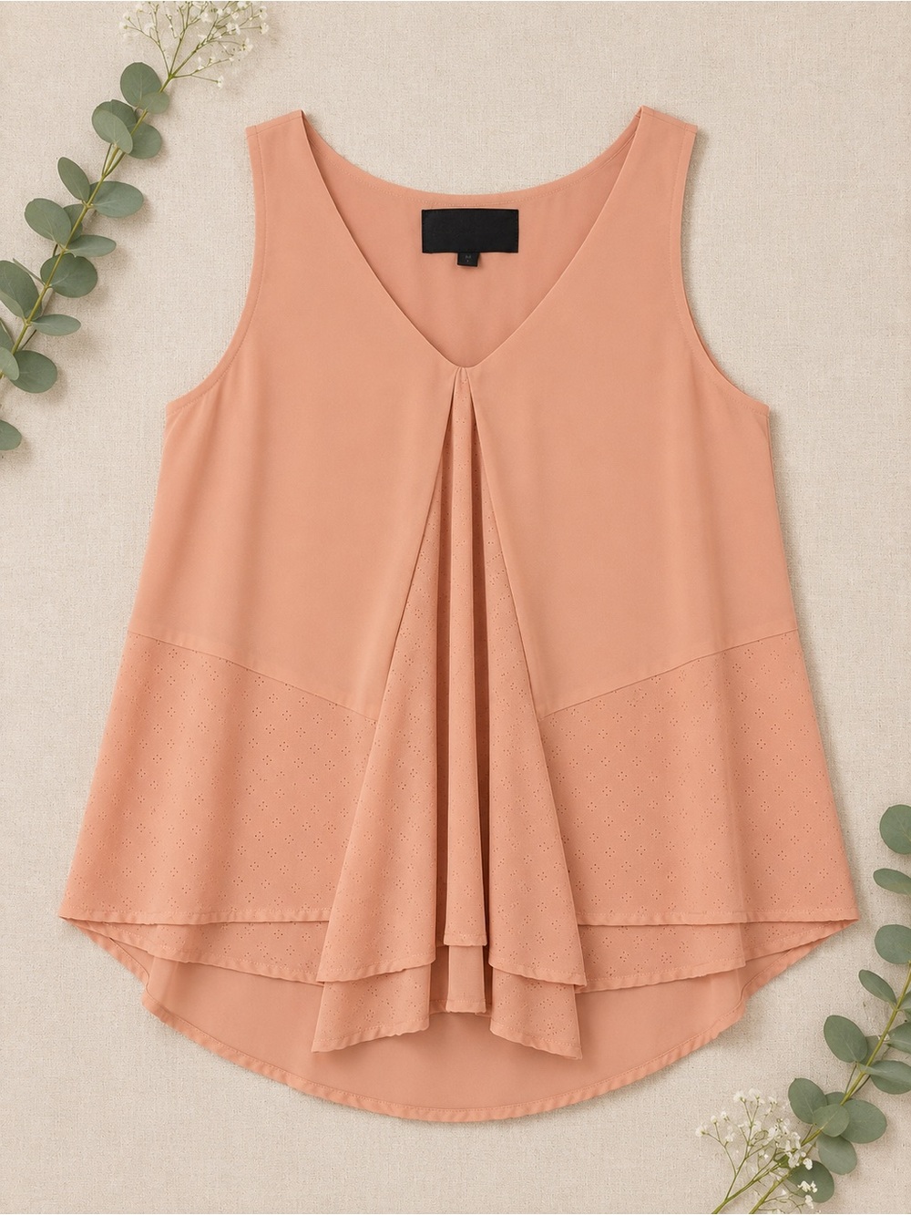Sunday in Brooklyn Anthropologie Sleeveless Blouse | Peach Layered High-Low Top